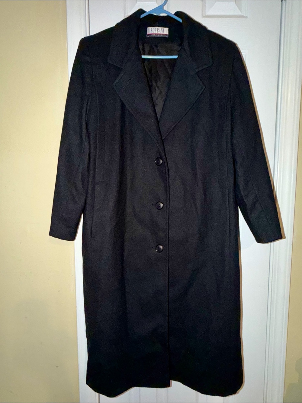 Vintage Forrani 100% Wool Long Pea Coat Trench Dark Academia Size Large MINT